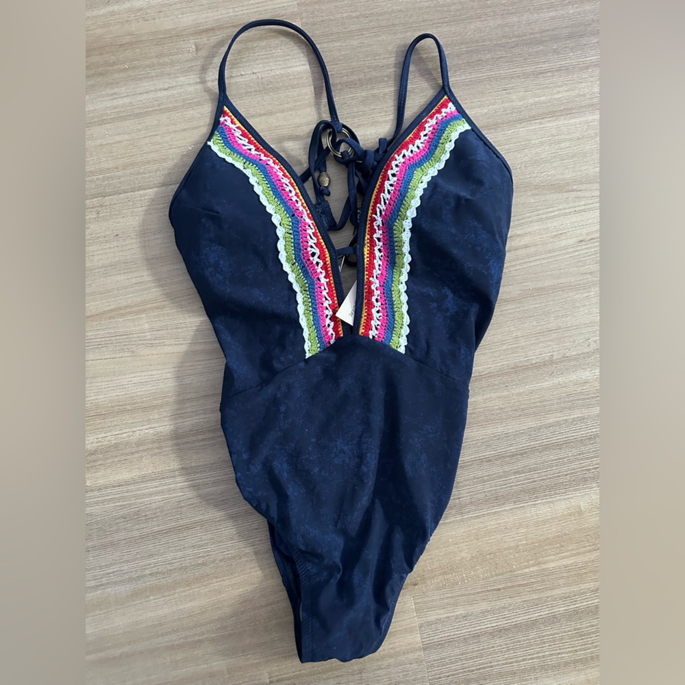 NWT Nanette Lepore bathing suit with crochet trim size M